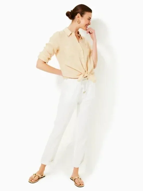 NWT! Lilly Pulitzer Sea View Button Down, Sand Bar X Resort White, Size XS - Picture 3 of 9